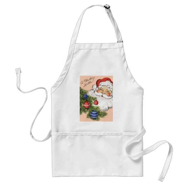 Vintage Christmas Hello! Jolly Santa Claus Standard Apron (Front)