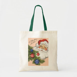 Vintage Christmas Hello! Jolly Santa Claus Tote Bag