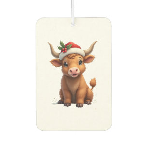 Vintage Christmas Highland Cow Cute Holiday Farm A Car Air Freshener