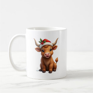 Vintage Christmas Highland Cow Cute Holiday Farm A Coffee Mug
