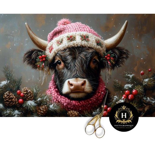 Vintage Christmas Highland Cow Decoupage  Tissue Paper (Creator Uploaded)