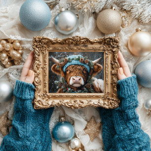Vintage Christmas Highland Cow Decoupage  Tissue Paper