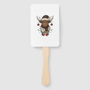 Vintage Christmas Highland Cow Holiday Shirt_1 Hand Fan