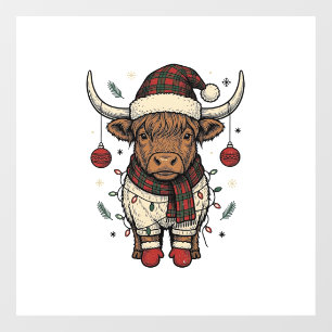Vintage Christmas Highland Cow Holiday Shirt_1 Window Cling