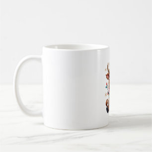 Vintage Christmas Highland Cow in Santa Hat Cute H Coffee Mug