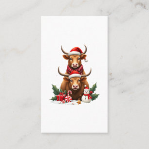 Vintage Christmas Highland Cow Trio Cute Holiday W Business Card