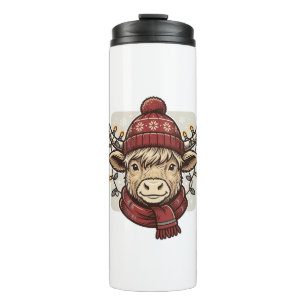 Vintage Christmas Highland Cow Vector Shirt Design Thermal Tumbler