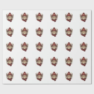 Vintage Christmas Highland Cow Vector Shirt Design Wrapping Paper