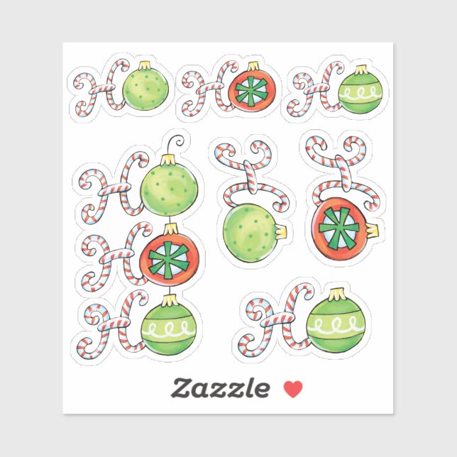 Vintage Christmas, Ho Ho Ho in Ornaments (Sheet)
