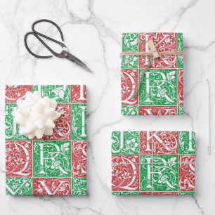 Vintage Christmas holiday alphabet stylish trendy Wrapping Paper Sheet