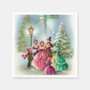 Vintage Christmas Holiday Carolers party napkins
