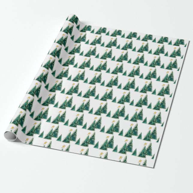 Vintage Christmas Holiday Christmas Tree Wrapping Paper (Unrolled)