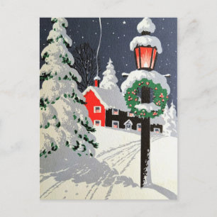 Vintage Christmas Holiday Church postcard