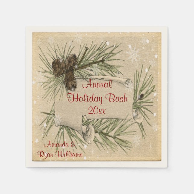 Vintage Christmas, Holiday, Custom Paper Napkins (Front)