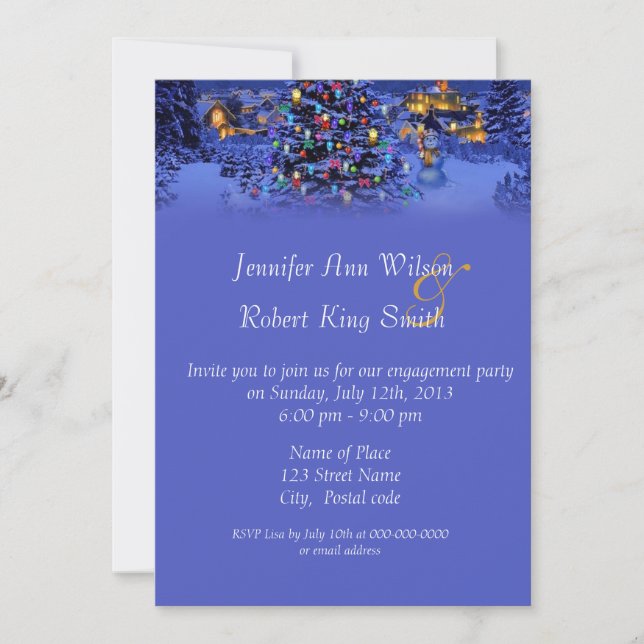 Vintage Christmas, holiday engagement party Invitation (Front)