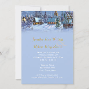 Vintage Christmas holiday engagement party Invitation
