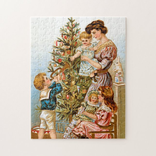 vintage Christmas Holiday Family Jigsaw Puzzle (Vertical)