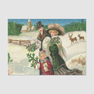 Vintage Christmas Holiday Family party tissue Paper