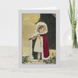 Vintage Christmas Holiday Happy Snow Umbrella