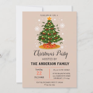 Vintage  Christmas Holiday Invitation