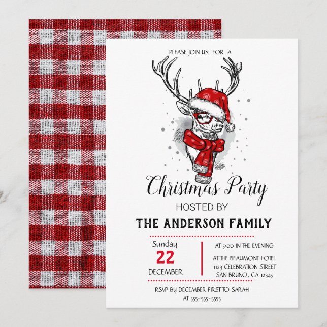 Vintage  Christmas Holiday Invitation (Front/Back)