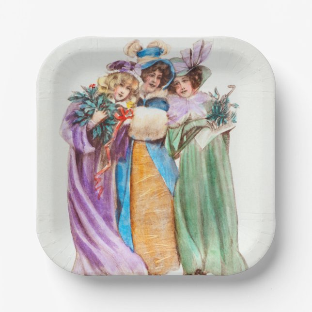 Vintage christmas  holiday   paper plate (Front)