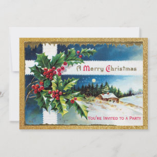 Vintage Christmas Holiday Party Invitation