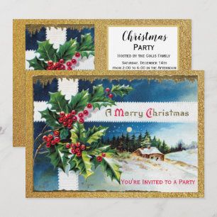 Vintage Christmas Holiday Party  Invitation