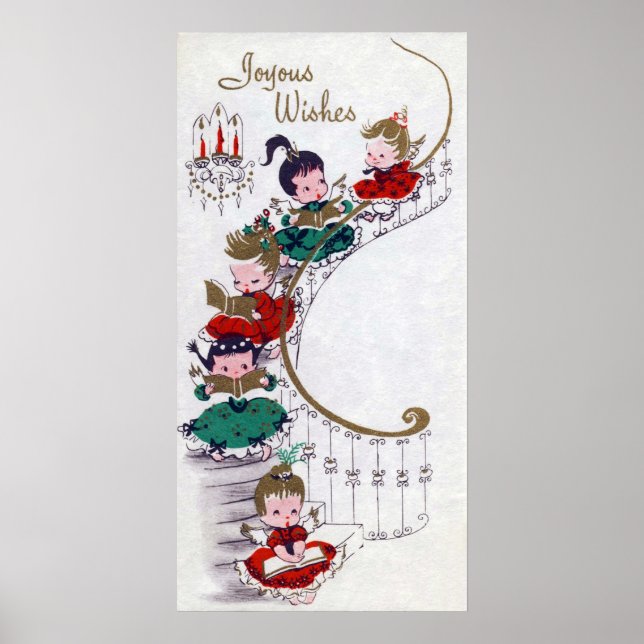 Vintage Christmas Holiday retro Angels poster (Front)