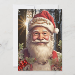 Vintage Christmas holiday Santa Claus woodland