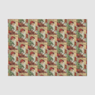 Vintage Christmas Holiday Santa party tissue Paper