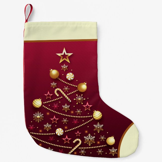 Vintage  Christmas Holiday Small Christmas Stocking (Front)