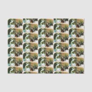 Vintage Christmas Holiday snowman cats party Tissue Paper