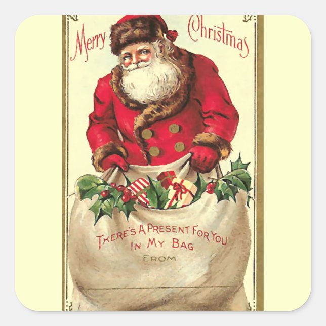 Vintage  Christmas Holiday Square Sticker (Front)