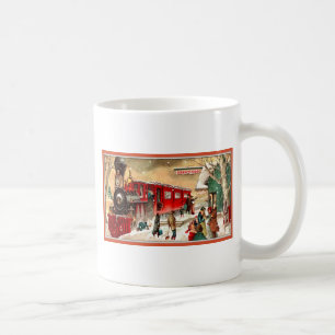 Vintage Christmas Holiday Train Station Coffee Mug