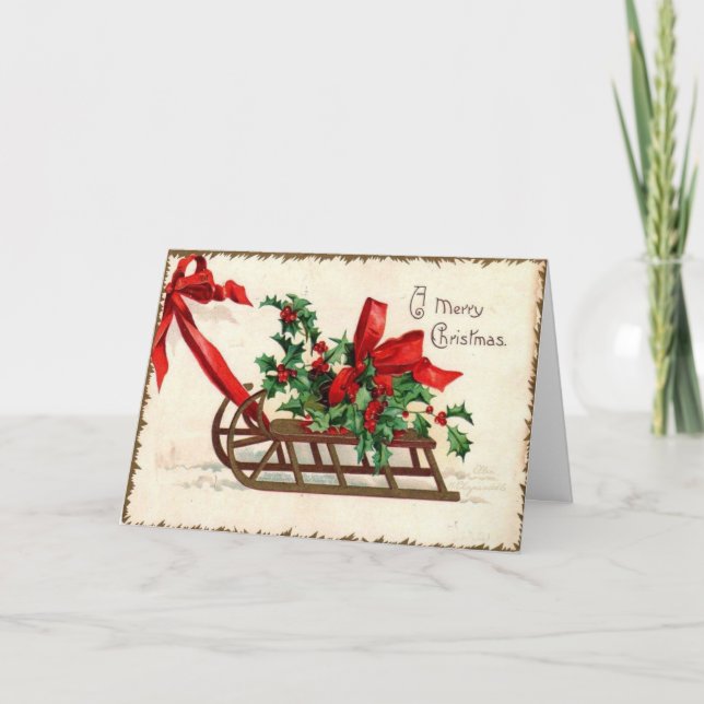 Vintage Christmas Holly 1909 Ellen Clapsaddle Holiday Card (Front)
