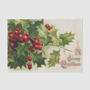 Vintage Christmas Holly Holiday party tissue Tissue Paper