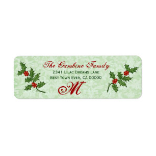 Vintage Christmas Holly Monogram