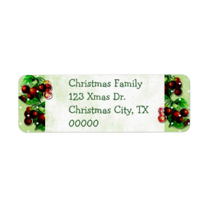 Vintage Christmas Holly Return Address Labels