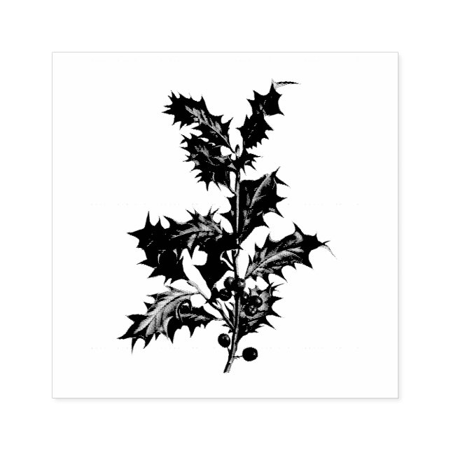 VINTAGE "CHRISTMAS HOLLY" WOOD ART STAMP (Imprint)
