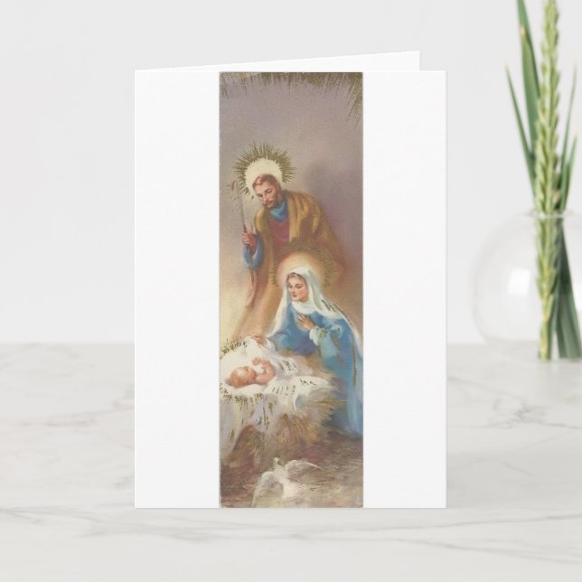 Vintage Christmas Holy Family Holiday Card (Front)