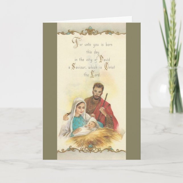 Vintage Christmas Holy Family Holiday Card (Front)