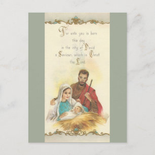 Vintage Christmas Holy Family Holiday Postcard