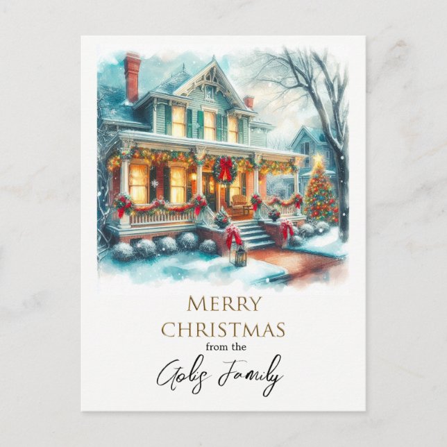 Vintage Christmas Home Holiday Greeting  Postcard (Front)
