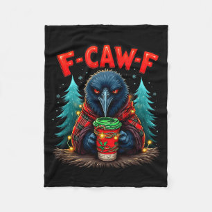 Vintage Christmas Horror Funny Black Crow F-caw-f  Fleece Blanket