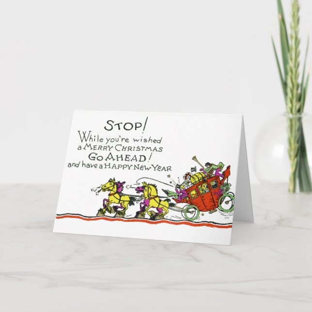 Vintage Christmas Horse & Buggy Humour Holiday (Front)