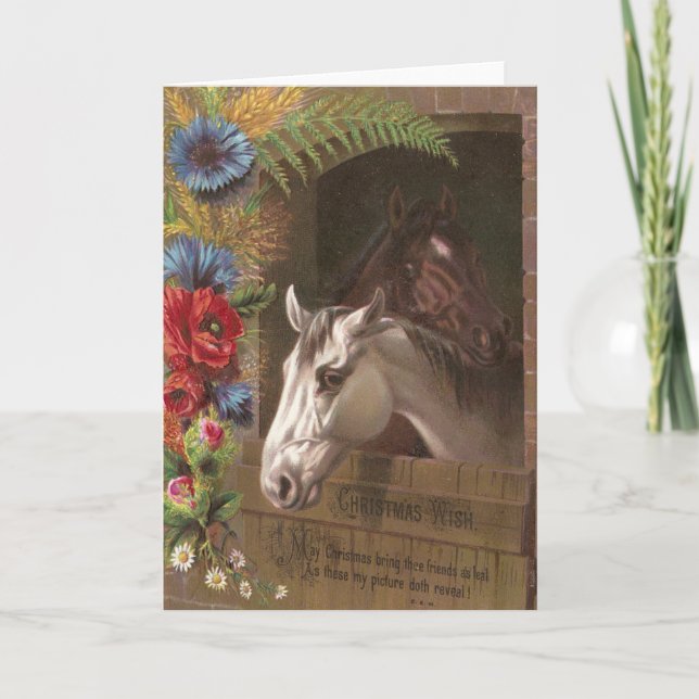 Vintage Christmas Horse Holiday Card (Front)