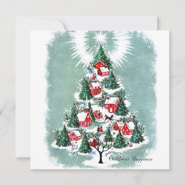 Vintage Christmas Horse Sleigh Holiday Card (Front)