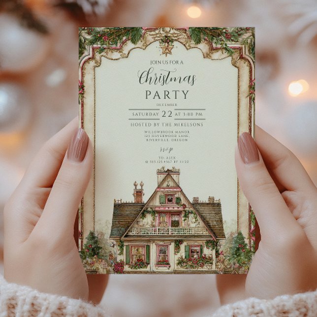 Vintage Christmas House Celebration Invitation (Creator Uploaded)