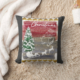 Vintage Christmas House Flag Cushion